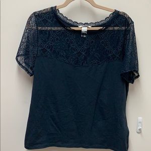 H&M Navy Lace Blouse-Like New-Size XL
